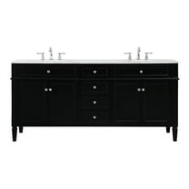 Elegant Decor Park Avenue 72" Metal MDF Marble Double Bathroom Vanity in Black