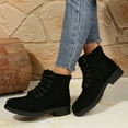 thumbnail image 3 of Women's Suede Ankle Boots Lace Up Flat Fashion Combat Booties Low Heel Non Slip Dressy Walking Shoes, 3 of 8