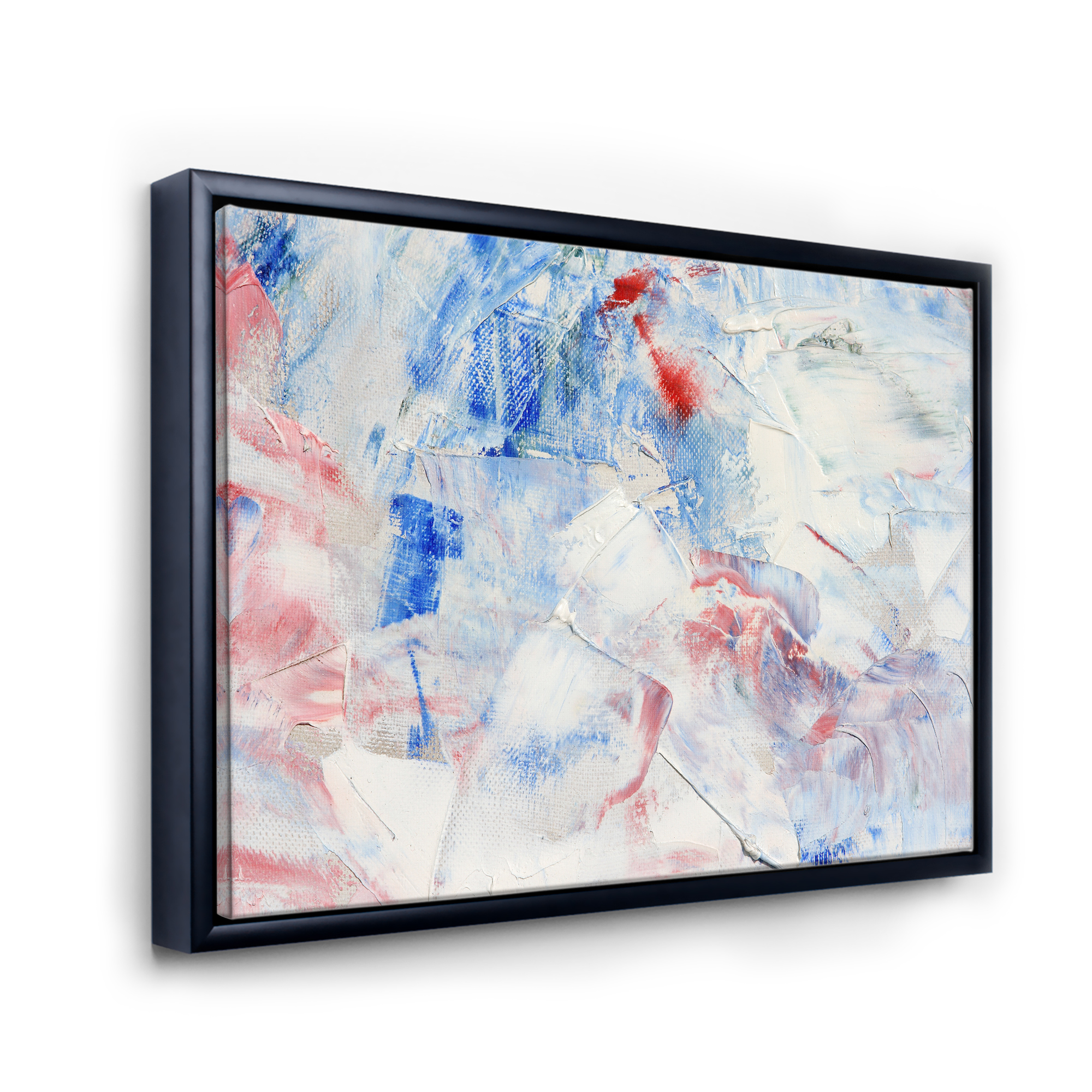 Abstract Blue Composition 32 in x 16 in Framed Painting Canvas Art Print, by Designart