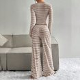 thumbnail image 5 of Aellinatey Womens Striped 2 Piece Sets Square Neck Top Cropped Tunic Wide Leg Pants Casual Lounge Sweatsuits Vacation Clothes, 5 of 8