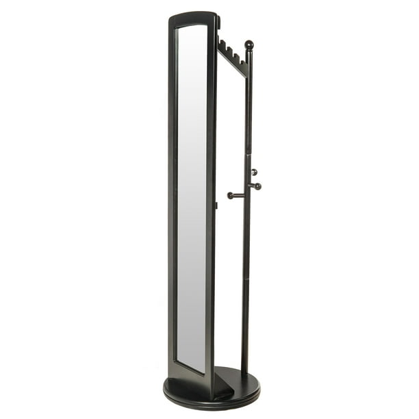 Standing Mirror With Coat RackFinishBlack