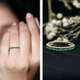 thumbnail image 4 of Rosec Jewels 3/4 CT Baguette Cut Created Emerald Band Milgrain Ring, 14K Yellow Gold, US 3.50, 4 of 9