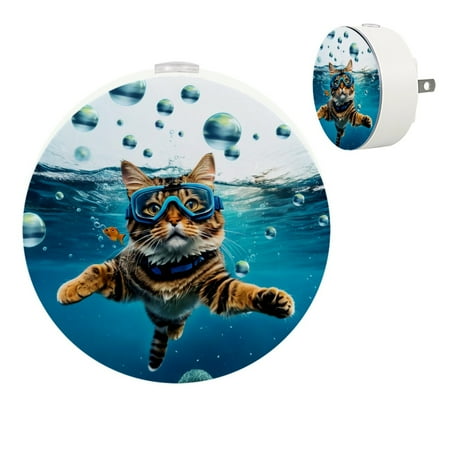 

Night Light Night Lights Plug into Wall Dusk to Dawn Sensor White Led Night Light 2 Pack Nightlight for Bedroom Bathroom Hallway Kitchen Diving Animal Cat Ocean Funny Lovely