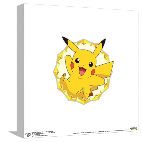 Gallery Pops Pokémon - Pikachu Sparkle Badge Canvas Wall Art, Unframed Version, 12" x 12"