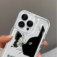 thumbnail image 6 of CaseCaca Cute Butterfly Kissing Black Cat Phone Case for iPhone 14, Soft TPU Protective Cover, 6 of 7