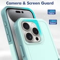thumbnail image 5 of Decase for iPhone 16 Pro Max Rugged Case, Shockproof Heavy Duty Hybrid Protection Hard PC Shell Flexible TPU Bumper, Military Grade Drop Proof Durable Protective Case with Screen Protector,Mint, 5 of 5