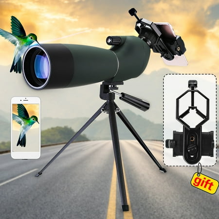 Day&Night Vision 25-75X70 Zoom Monocular Waterproof BAK4 Spotting Scope with Tripod & Phone (Best Spotting Scope For Digiscoping)