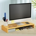 thumbnail image 3 of Fogcroll Wood Computer Desk Organizer Monitor Stand Riser with Storage Drawers Laptop Cellphone Tv Printer Stand High Stability Smooth Edge Easy to Install 1Pc, 3 of 13