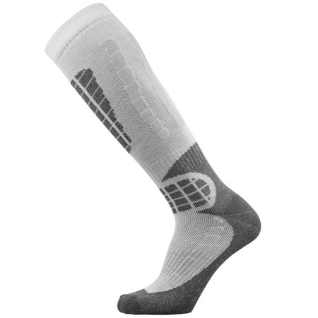 Pure Athlete Ski Socks - Best Lightweight Warm Skiing Socks Silver/Grey Large / (Best Lightweight Ski Bindings)