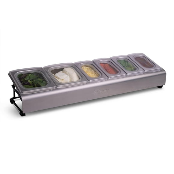 ooni Pizza Topping Station – 2 x 1.6L and 4 x 0.8L Pizza Topping Containers with Custom Fit Lids Pizza Oven Accessories - Outdoor Kitchen