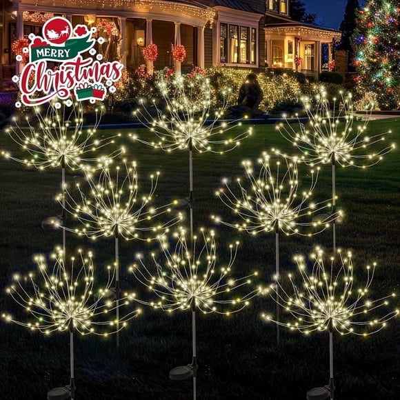 Decoración de Jardín Navideño Solar Luces Exteriores, 480 Luces LED, 8 Modos Intermitentes, Luces de Hadas Exteriores DIY Divertidas para Tus Festivales, Jardín Exterior, Patio, Maceta, Patio, Camino