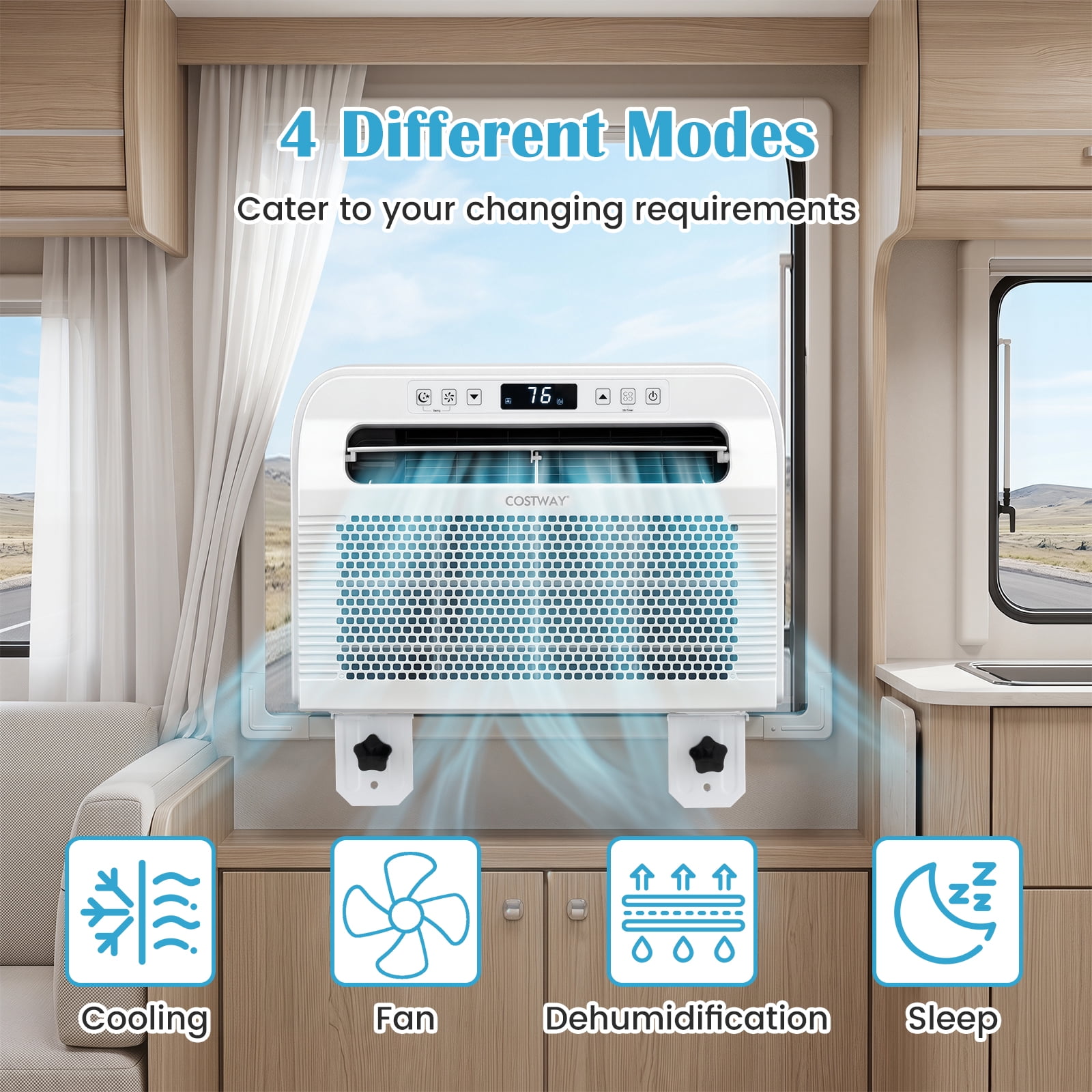 Costway RV Window Air Conditioner, 6500 BTU Window AC Unit with WiFi APP Voice Control
