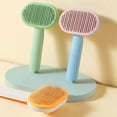 thumbnail image 4 of Oval Pet Slicker Brush with Stainless Steel Pins, Cat Head Design Deshedding Comb for Detangling Dog Fur, Grooming Tool, 1 Pack 7 Inch Blue, 4 of 5