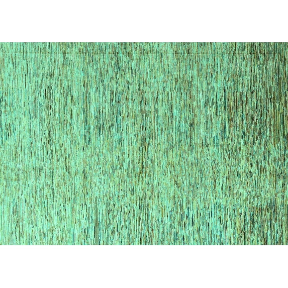 Ahgly Company Machine Washable Indoor Rectangle Oriental Turquoise Blue Modern Area Rugs, 5' x 7'