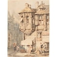 thumbnail image 2 of Samuel Prout 11x14 Black Ornate Wood Framed Double Matted Museum Art Print Titled: French Street Scene with a Medieval Turret, 2 of 5