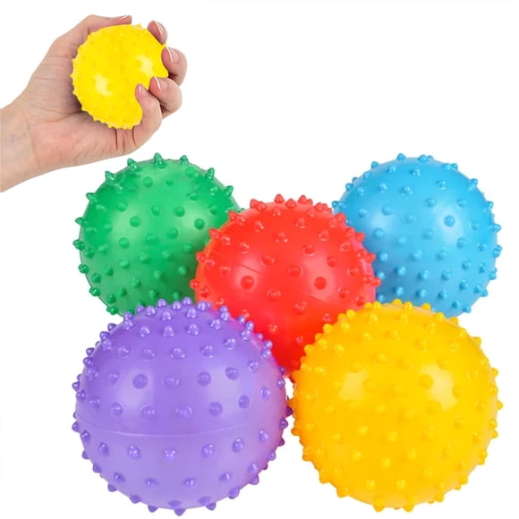 The Dreidel Company 6 Inflated Spiky Sensory Bouncing Knobby Balls Assorted Colors Great for Treasure Box Prizes 3" Inches (6-Pack)