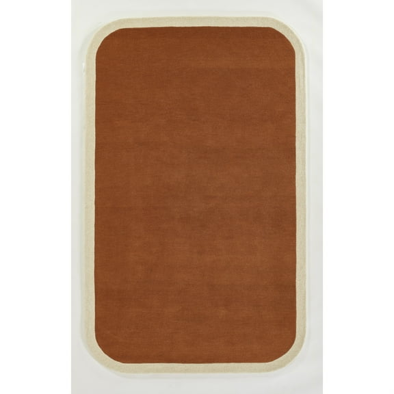 Novogratz by Momeni Tallulah Solid Color Ivory Border Wool Hand Tufted Area Rug, 5' X 8', Copper