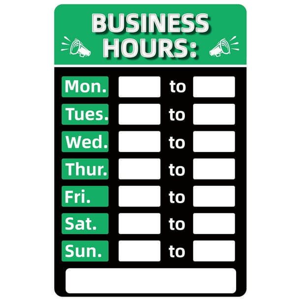 TBOLINE Business Hours Sign Hours of Operation Signs for Window / Door