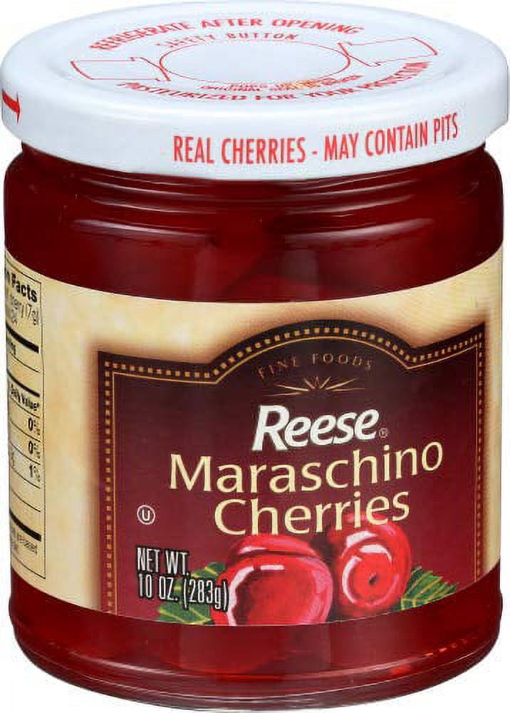 Reese Red Maraschino Cherries with Stem, 10-Ounces (Pack of 12)