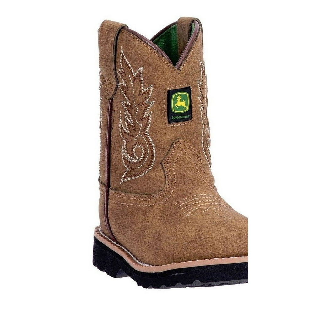 John Deere John Deere Western Boots Boys Kids Round Toe Leather Cement Tan JD1031 Walmart