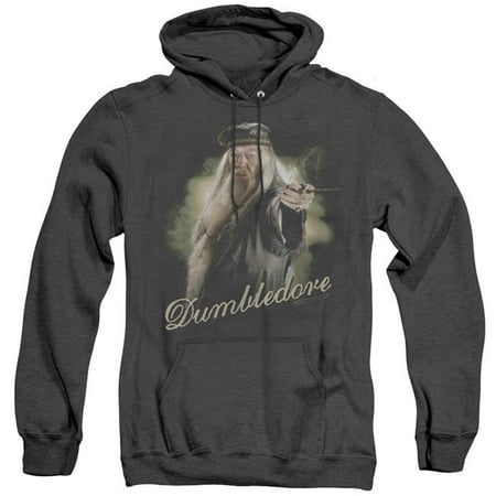 Trevco Sportswear HP6006-AHH-6 Harry Potter & Dumbledore Wand Adult Heather Pull-Over Hoodie,  Black - 3X