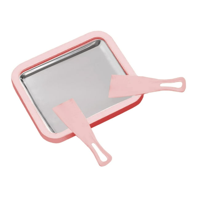 Elodie Instant Rolled Ice Cream Maker Pan with 2 Scrapers Frozen Dessert Maker Tray for Pink
