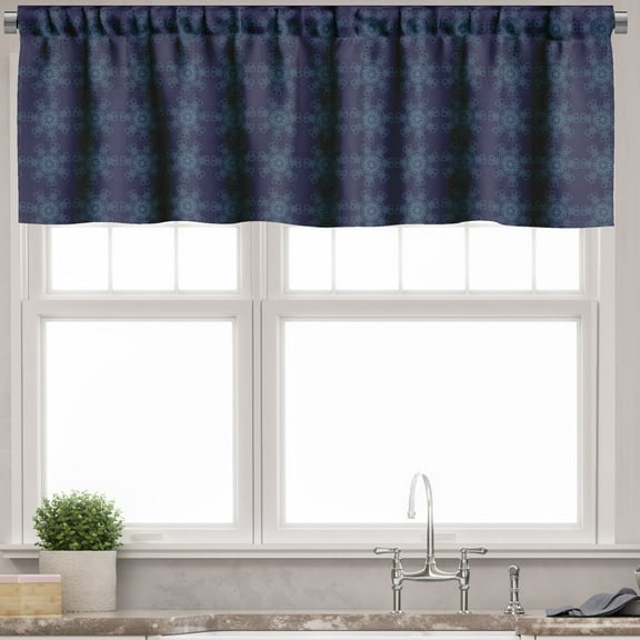 Ambesonne Abstract Valance Pack of 2, Digital Lace Flowers Print, 54"X12", Indigo and Slate Blue
