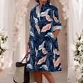 thumbnail image 3 of Vestido camisero Medlor casual de manga larga con estampado floral, talla grande, 3 of 6