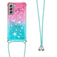thumbnail image 3 of Funda para Samsung Galaxy S21 FE 5G Brillantina Líquida Divertida Reluciente y con Cristales en Movimiento Cuerpo Cruzado con Cordón Ajustable, 3 of 5