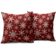thumbnail image 2 of Red Cream Winter Snowflakes Pillow Covers 18x18 Set of 2 Christmas Decorative Throw Pillows Outdoor Farmhouse Xmas Holiday Seasnoal Pillowcases Cushion Case Decor for Home Sofa Couch Bed, 2 of 6