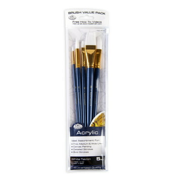 Royal & Langnickel - 5pc Blue Zip N' Close White Taklon Artist Paint Brush Set - Long Handle