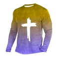 thumbnail image 2 of Zylanna Men's T-Shirts Tee, Cross Color Block Stretchy Crew Neck Long Sleeve Casual Tops for Man Yellow, 2 of 3
