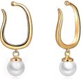 thumbnail image 1 of Pendientes de clip de perlas con colgante y orejas no perforadas, aro de oro de 14 quilates, cartílago, oreja pequeña, hipoalergénico, lindo regalo de joyería para mujeres y niñas, 1 of 5