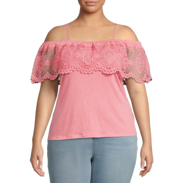 No Boundaries No Boundaries Juniors' Plus Size OfftheShoulder Lace