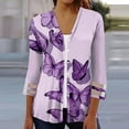 thumbnail image 1 of Cardigans pour Femmes Légers d'Été Mode pour Femmes à Manches Trois Quarts Cardigan à Boutons à Manches 4/3 Veste Haut Cardigan Léger pour Femmes en Liquidation, 1 of 5