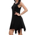 thumbnail image 3 of Women Irregular Hem V Neck Sleeveless Solid Color Beach Mini Dress, 3 of 4
