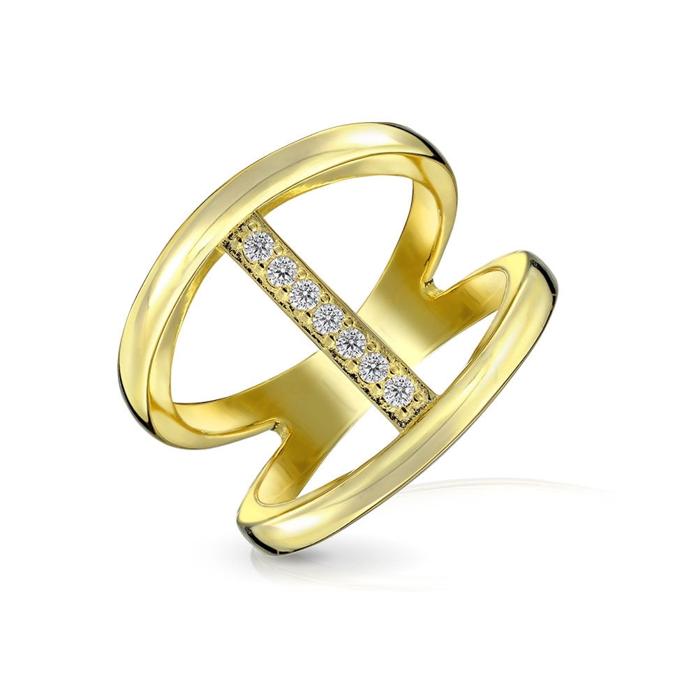 Double bar stackable silver statement cuff ring plated costume fashion jewellery Double bar stackable silver statement cuff ring plated costume fashion jewellery