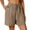 Brown, variant on Clearance! Lisingtool Shorts for Women Women Casual Solid High Waist Cotton and Linen Shorts Womens Elastic Waist Summer Shorts Brown Promotion Sale