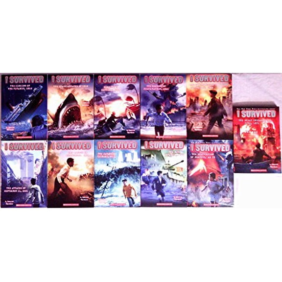 Pre-Owned I Survived Set of 11 Books: Destruction of Pompeii, Japanese Tsunami, Sinking of the Titanic, Shark Attacks, Hurricane Katrina, Bombing of Pearl Harbor, San Francisco Earthquake, Attacks of Septem...
