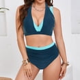 thumbnail image 6 of BOBOGOJP Women Plus Size High Waisted Bikini - Ribbed Two Piece Swimsuit Tummy Control Bathing Suit V-Wired 2026 Swimwear Green for Size S, 6 of 8