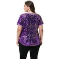 thumbnail image 4 of Women's Sequin Tops Plus Size Round Neck Sparkle Glitter Short Sleeve Party Tunic Blouse, 4 of 6