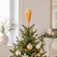 thumbnail image 5 of Christmas Tree Topper, Candy Ice Cream Shaped, 1 Piece, Yellow Icing Decorative with Ribbon, for Indoor Christmas Holiday Party Decor, Cute Xmas Holiday Home Ornament Gift, 5 of 5