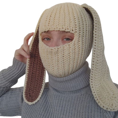 帽子 c0mi / new iruse2 23aw lop ear balaclava Frogued Balaclava Hat Long Bunny Ears Comfortable Windproof