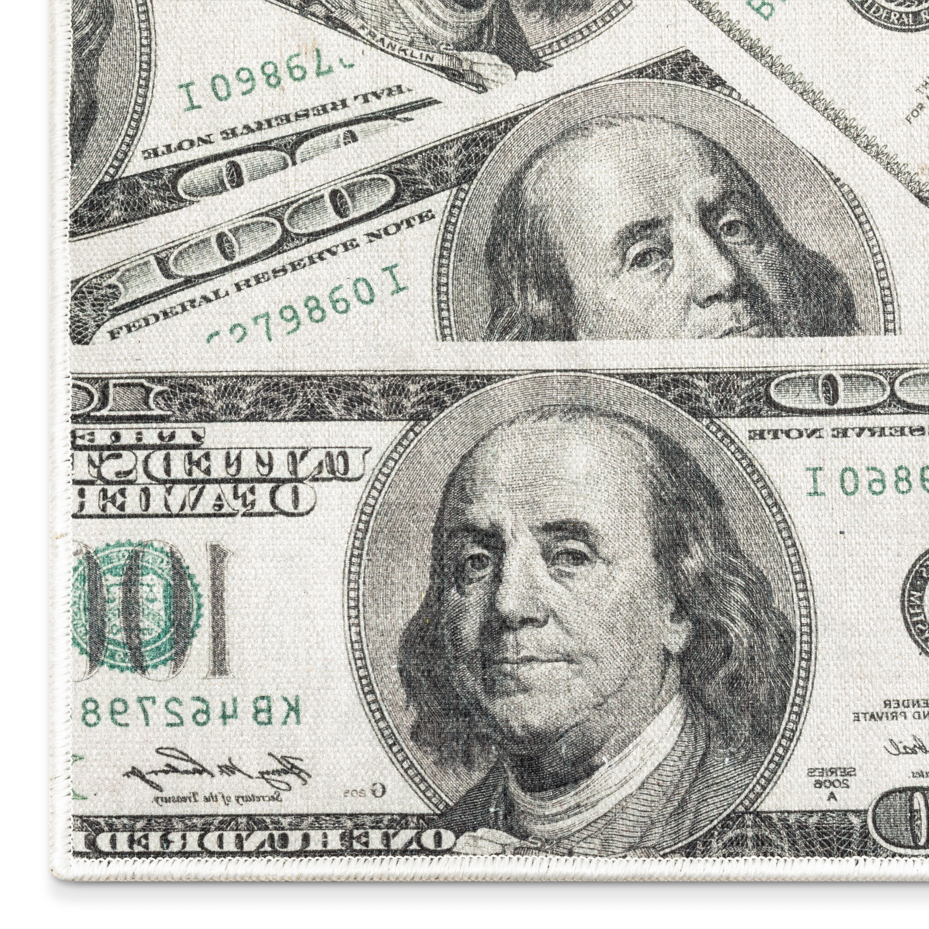 Well Woven Money Collection Hundred Dollar Bill 7'7" x 9'10" Collage (2006 Version) Green Area Rug