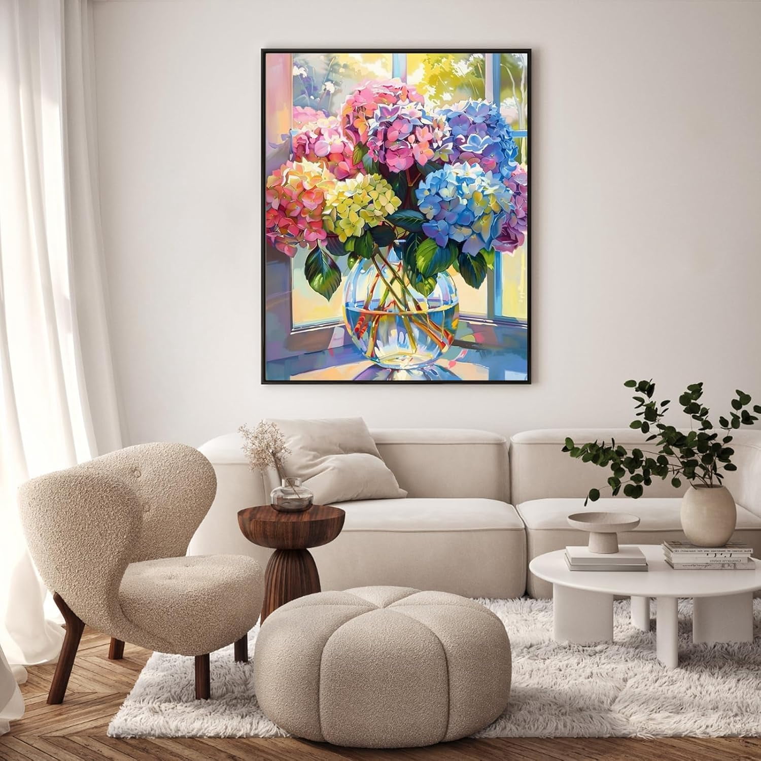 Paint by Numbers Kit for Adults - Hydrangea in Glass Vase Adult Paint by Number Kits on Canvas for Beginner, Flower DIY Acrylic Oil Number Painting for Adults, Perfect for Home Decor Gift 16x20 Inch