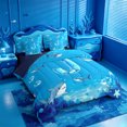 thumbnail image 2 of meiyoeat Ocean Wave Monogram J 7 Pieces Full Size Bedding Sets For Boys,3D Cartoon Shark Water Initial Art Full Size Bed in a Bag,Navy Blue Reversible, 2 of 7