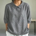 thumbnail image 2 of DHFJKG Polo Shirts For Women Breathable Linen Half Sleeve Turndown Collar Solid Color Loose Fit Basic Top Summer Comfy Tops, 2 of 5