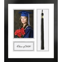 2020 Academic Nova Black Photo Frame, White and Silver matting with Tassel opening 5x7 Photo opening