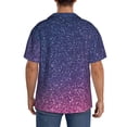 thumbnail image 3 of Rateoe Violet Glitter Pattern Men's Short Sleeve Classic Shirt, Casual Short-Sleeved Shirt, Lightweight Summer Shirt, Cuban Collar Shirt,Button-Front Shirt-X-Large, 3 of 5