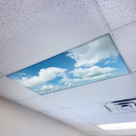 OCTO LIGHTS Magnetic Fluorescent Light Covers for Ceiling Lights Classroom Light Filters - Improve Focus, Eliminate Headaches & Eye Strain - Cloud 002